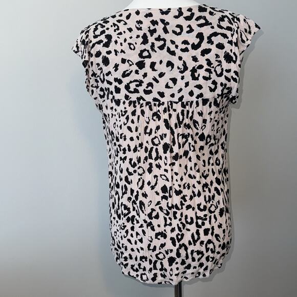 Savanna Jane Black Leopard Embroidered Floral Flutter Sleeveless Tunic Women's M - Picture 6 of 6